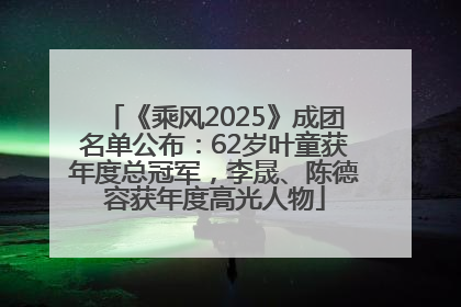 《乘风2025》成团名单公布：62岁叶童获年度总冠军，李晟、陈德容获年度高光人物