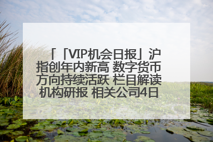 「VIP机会日报」沪指创年内新高 数字货币方向持续活跃 栏目解读机构研报 相关公司4日最高涨44.86%