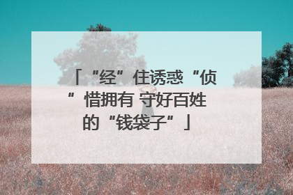 “经”住诱惑“侦”惜拥有 守好百姓的“钱袋子”