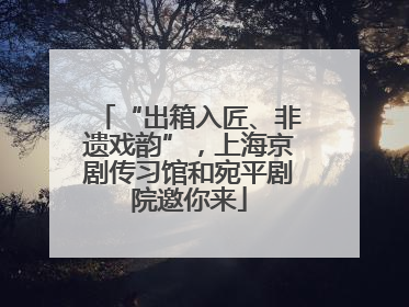 “出箱入匠、非遗戏韵”，上海京剧传习馆和宛平剧院邀你来