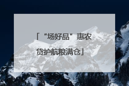 “场好品”惠农贷护航粮满仓