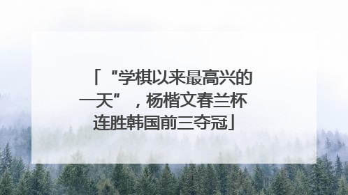 “学棋以来最高兴的一天”，杨楷文春兰杯连胜韩国前三夺冠