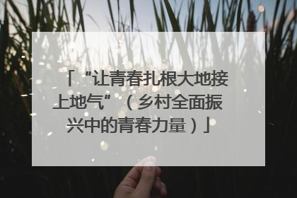 “让青春扎根大地接上地气”（乡村全面振兴中的青春力量）