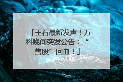 王石最新发声！万科晚间突发公告：“售股”回血！