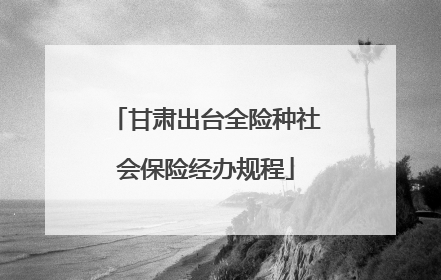 甘肃出台全险种社会保险经办规程