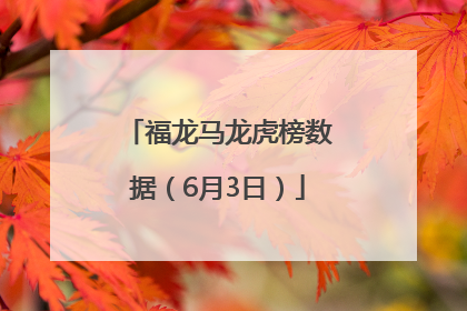 福龙马龙虎榜数据（6月3日）