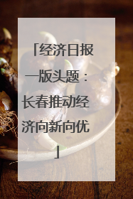 经济日报一版头题：长春推动经济向新向优