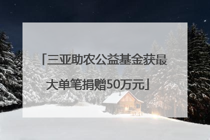 三亚助农公益基金获最大单笔捐赠50万元