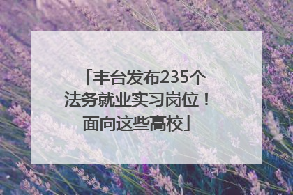 丰台发布235个法务就业实习岗位！面向这些高校
