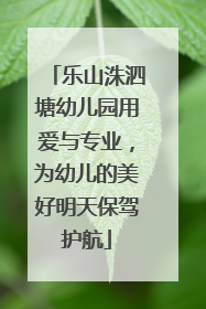 乐山洙泗塘幼儿园用爱与专业，为幼儿的美好明天保驾护航