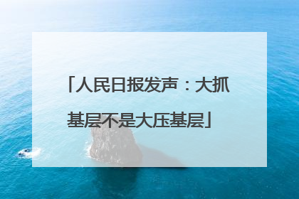 人民日报发声：大抓基层不是大压基层