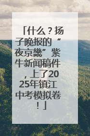 什么？扬子晚报的“夜京畿”紫牛新闻稿件，上了2025年镇江中考模拟卷！