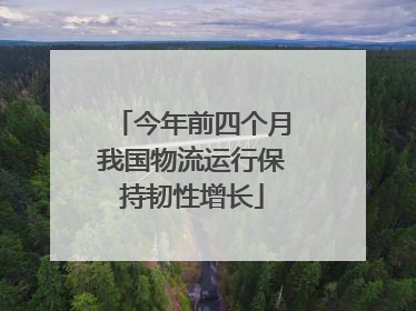 今年前四个月我国物流运行保持韧性增长