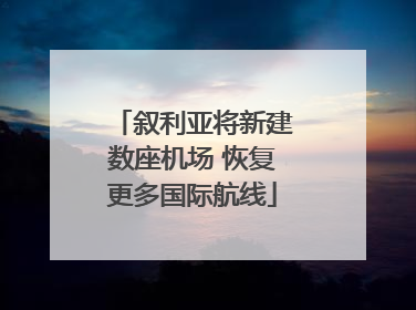 叙利亚将新建数座机场 恢复更多国际航线
