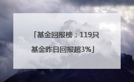 基金回报榜：119只基金昨日回报超3%