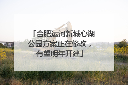 合肥运河新城心湖公园方案正在修改，有望明年开建