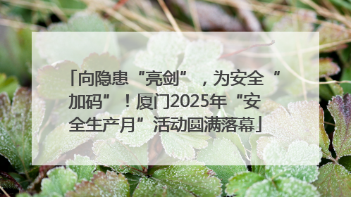 向隐患“亮剑”，为安全“加码”！厦门2025年“安全生产月”活动圆满落幕