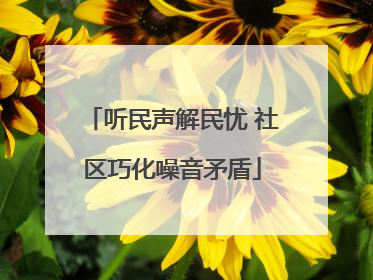 听民声解民忧 社区巧化噪音矛盾