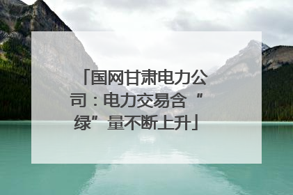 国网甘肃电力公司：电力交易含“绿”量不断上升
