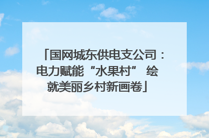 国网城东供电支公司：电力赋能“水果村” 绘就美丽乡村新画卷