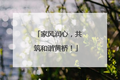 家风润心，共筑和谐黄桥！