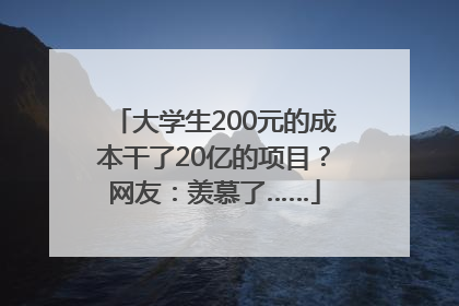 大学生200元的成本干了20亿的项目？网友：羡慕了……
