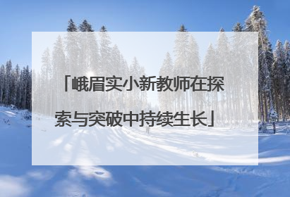 峨眉实小新教师在探索与突破中持续生长