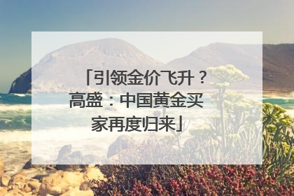 引领金价飞升？高盛：中国黄金买家再度归来