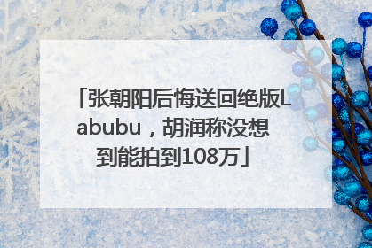 张朝阳后悔送回绝版Labubu，胡润称没想到能拍到108万