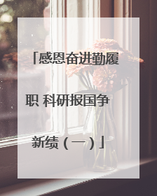 感恩奋进勤履职 科研报国争新绩（一）
