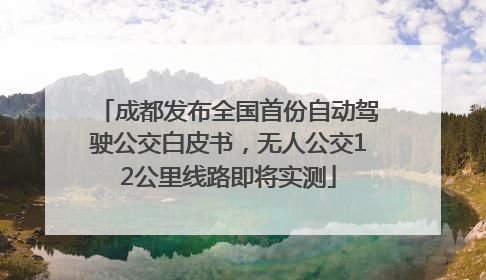 成都发布全国首份自动驾驶公交白皮书，无人公交12公里线路即将实测