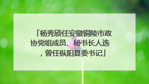 杨秀颀任安徽铜陵市政协党组成员、秘书长人选，曾任枞阳县委书记