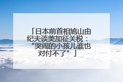 日本前首相鸠山由纪夫谈美加征关税：“哭闹的小孩儿谁也对付不了”