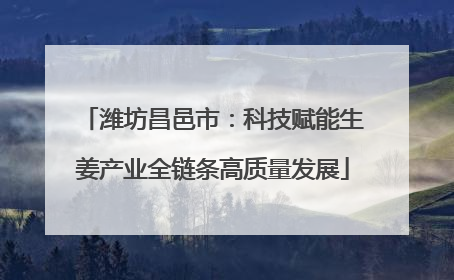 潍坊昌邑市：科技赋能生姜产业全链条高质量发展