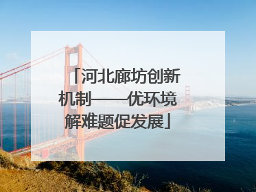 河北廊坊创新机制——优环境解难题促发展
