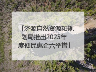 济源自然资源和规划局推出2025年度便民惠企六举措