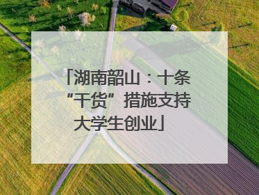 湖南韶山：十条“干货”措施支持大学生创业