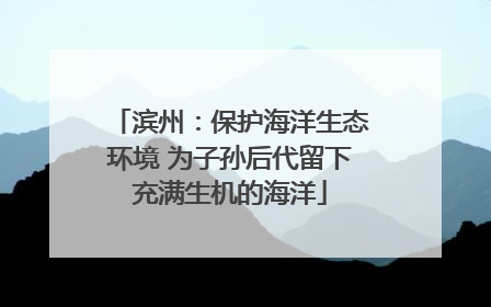 滨州：保护海洋生态环境 为子孙后代留下充满生机的海洋