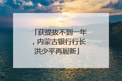 获提拔不到一年，内蒙古银行行长洪少平再履新