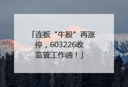连板“牛股”再涨停，603226收监管工作函！