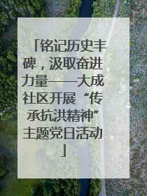 铭记历史丰碑，汲取奋进力量——大成社区开展“传承抗洪精神”主题党日活动