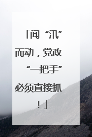 闻“汛”而动，党政“一把手”必须直接抓！