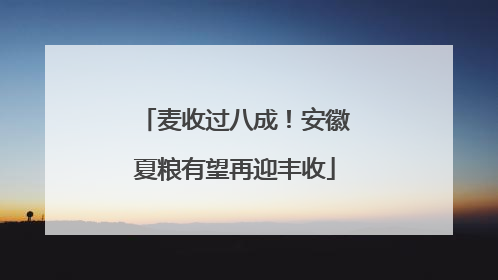 麦收过八成！安徽夏粮有望再迎丰收