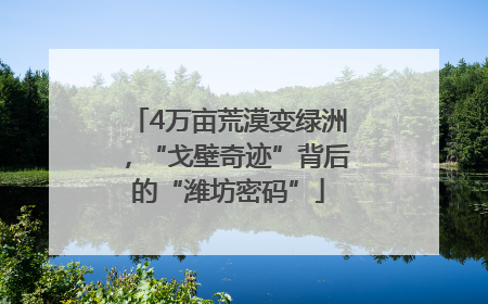 4万亩荒漠变绿洲，“戈壁奇迹”背后的“潍坊密码”